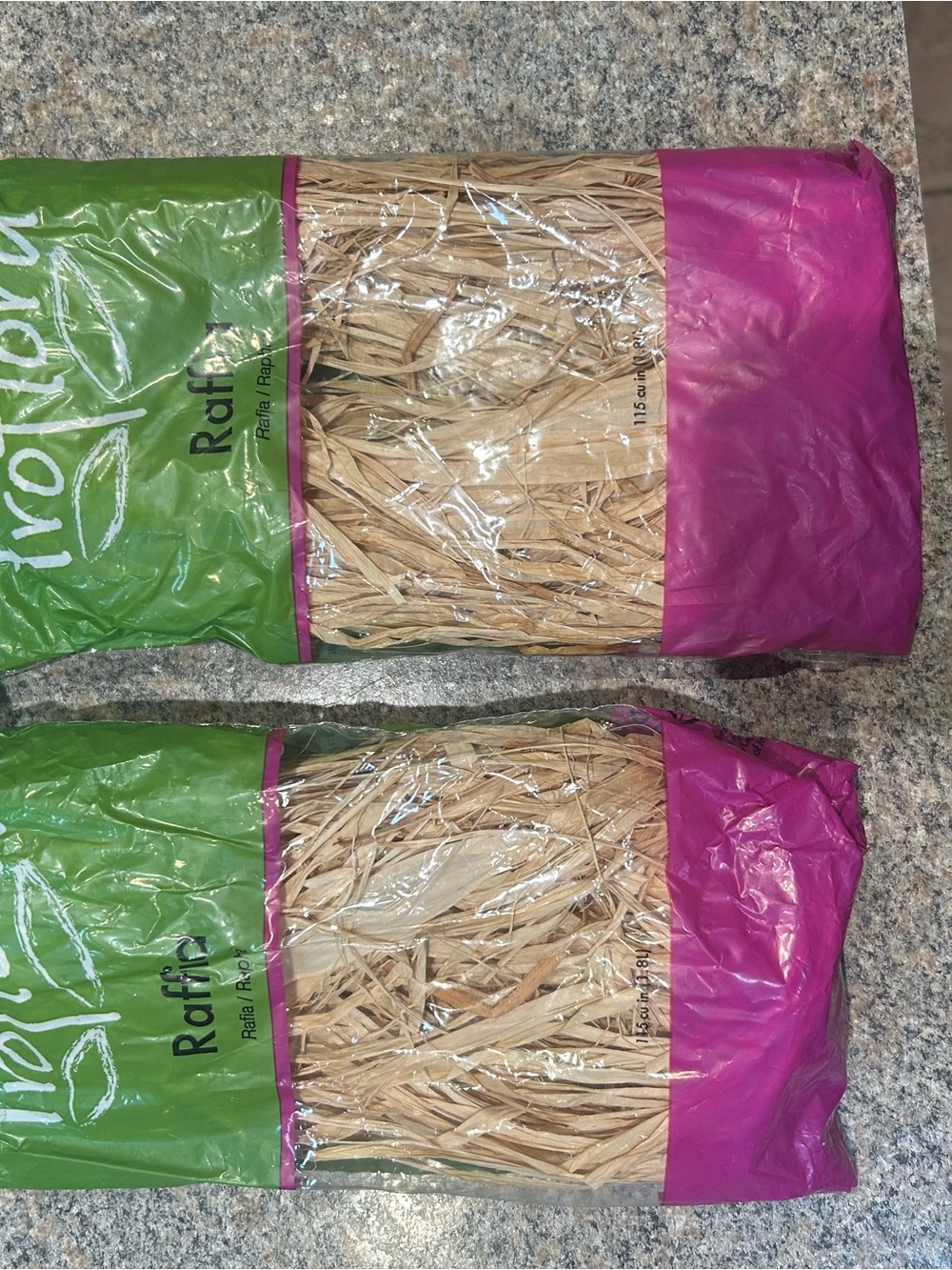 Raffi Natural Raffia with Pink & Green Packaging